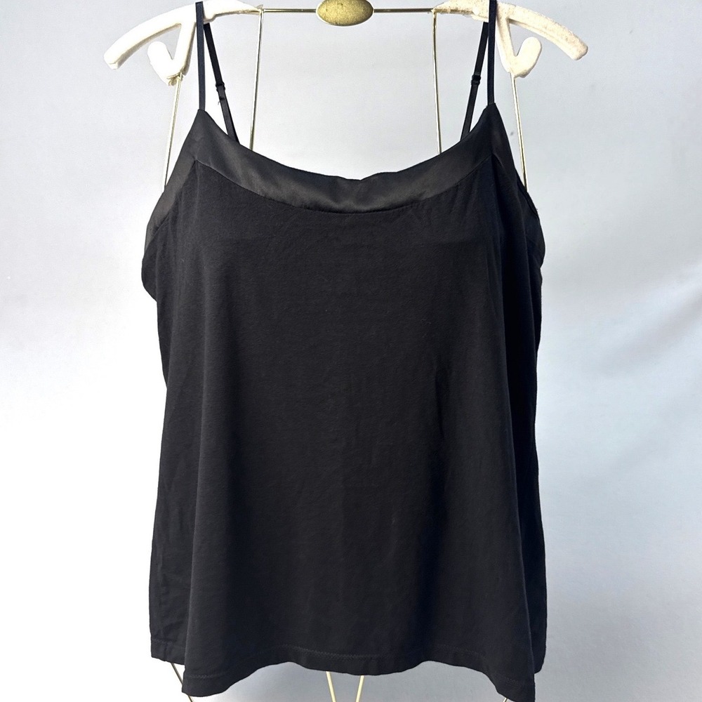 George Womens Black Satin Trim Cami Top Adjustable Straps Size L 12-14
